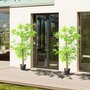 Voir la diapositive 5 : OUTSUNNY Outsunny Lot de 2 Bambous artificiels hauteur 1,5 m 644 feuilles denses réalistes pot inclus noir avec lichen vert