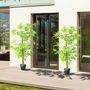 Voir la diapositive 5 : OUTSUNNY Outsunny Lot de 2 Bambous artificiels hauteur 1,5 m 644 feuilles denses réalistes pot inclus noir avec lichen vert