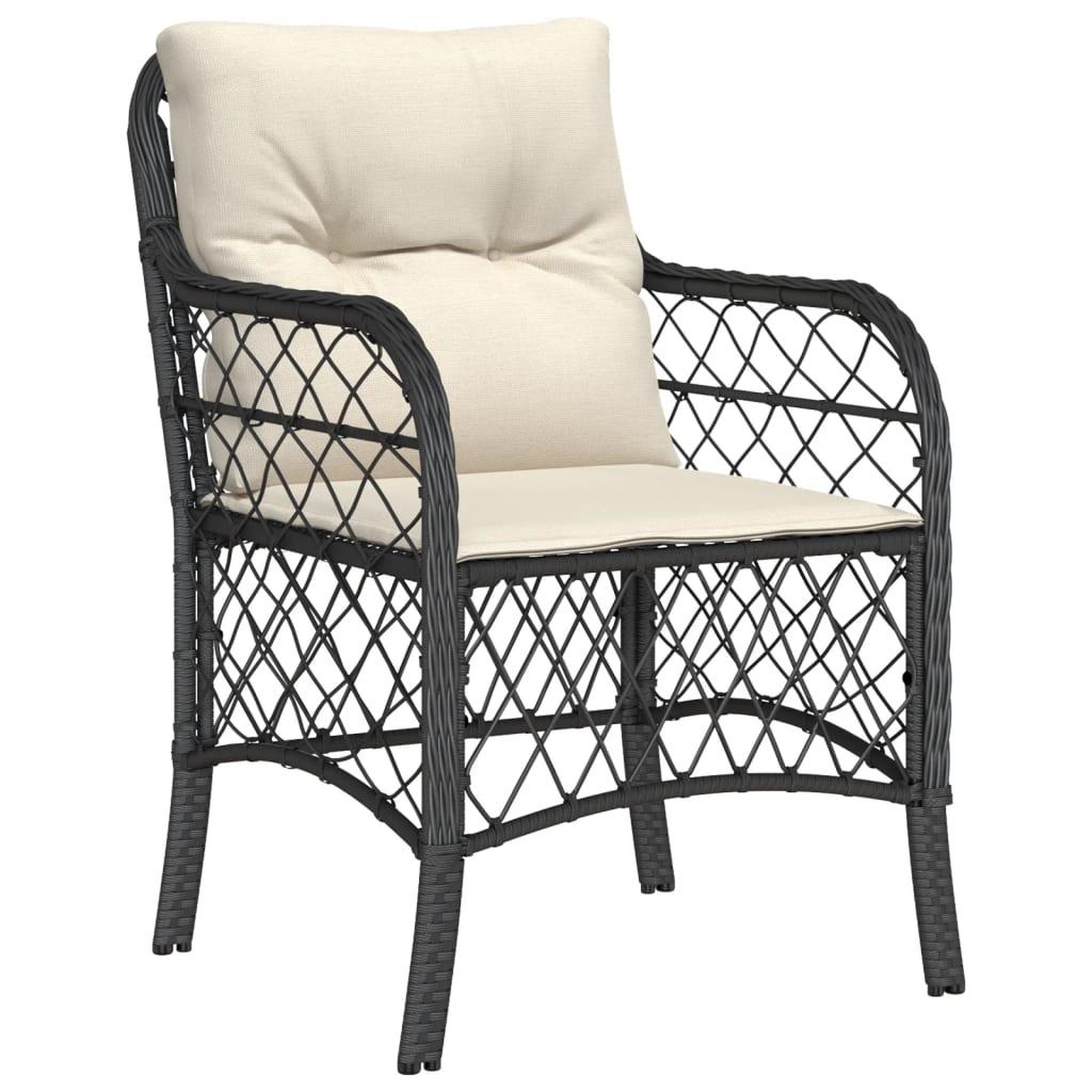Voir la diapositive 3 : VIDAXL Ensemble a manger de jardin coussins 5pcs Noir Resine tressee