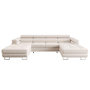 Voir la diapositive 1 : BEST MOBILIER Ayden - canapé panoramique en u 7 places convertible avec coffre et têtières réglables en tissu