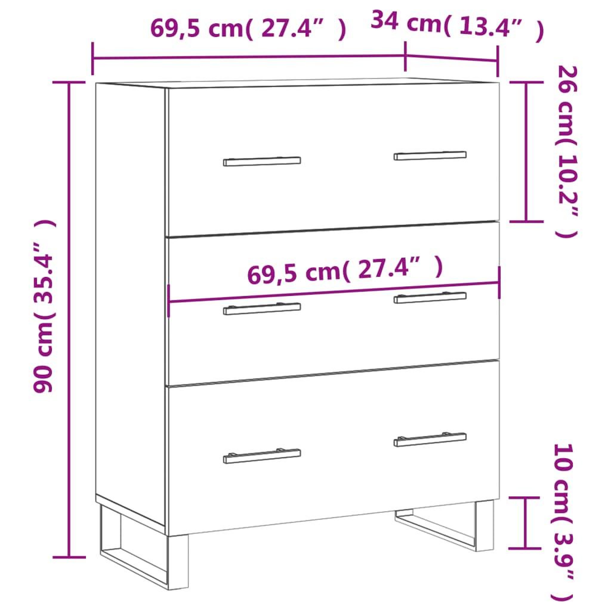 Voir la diapositive 6 : VIDAXL Buffet sonoma gris 69,5x34x90 cm bois d'ingenierie