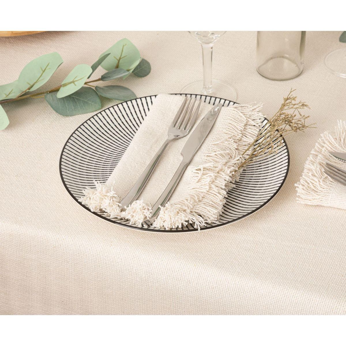 ATMOSPHERA Ensemble de 2 serviettes de table à franges MAHA