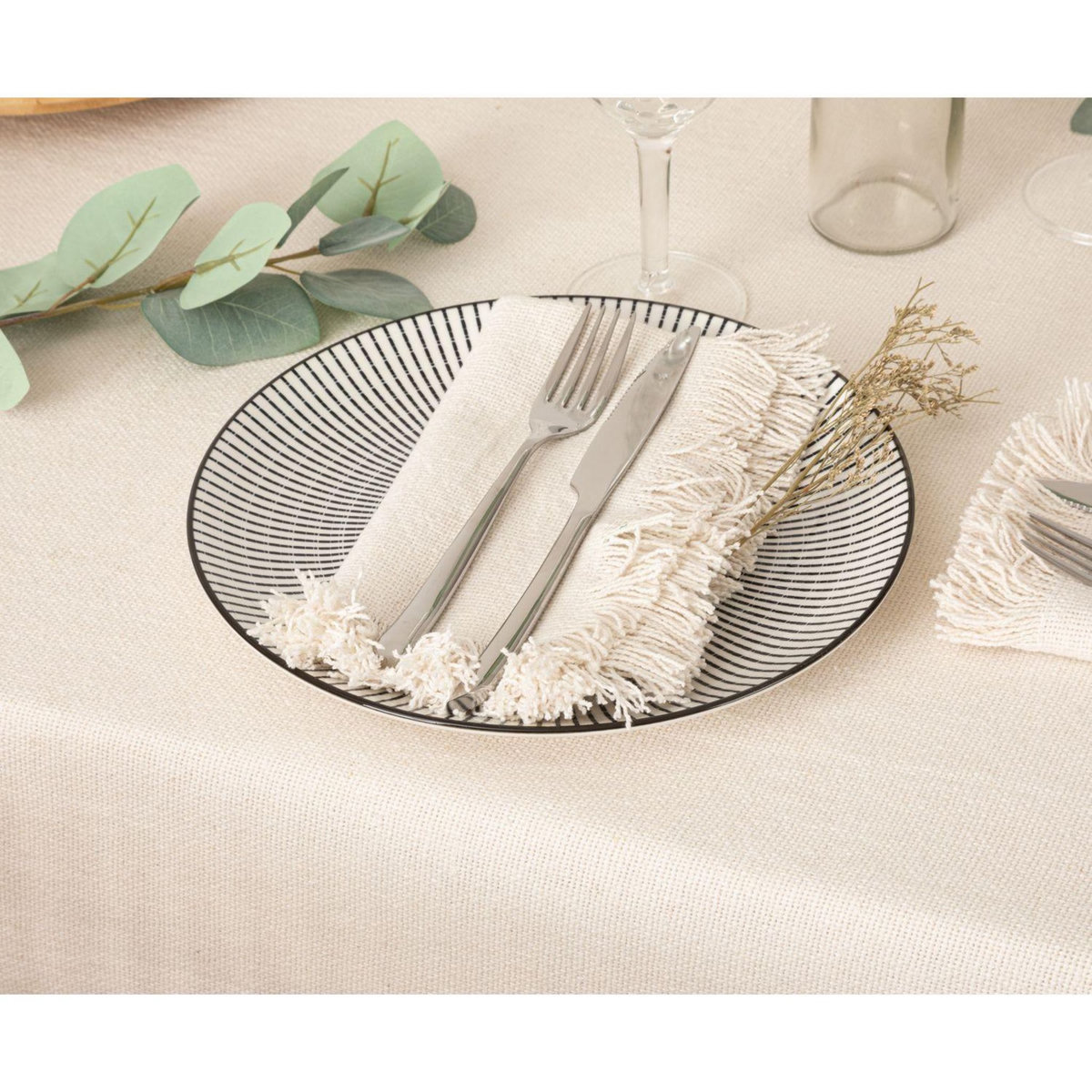 ATMOSPHERA Ensemble de 2 serviettes de table à franges MAHA