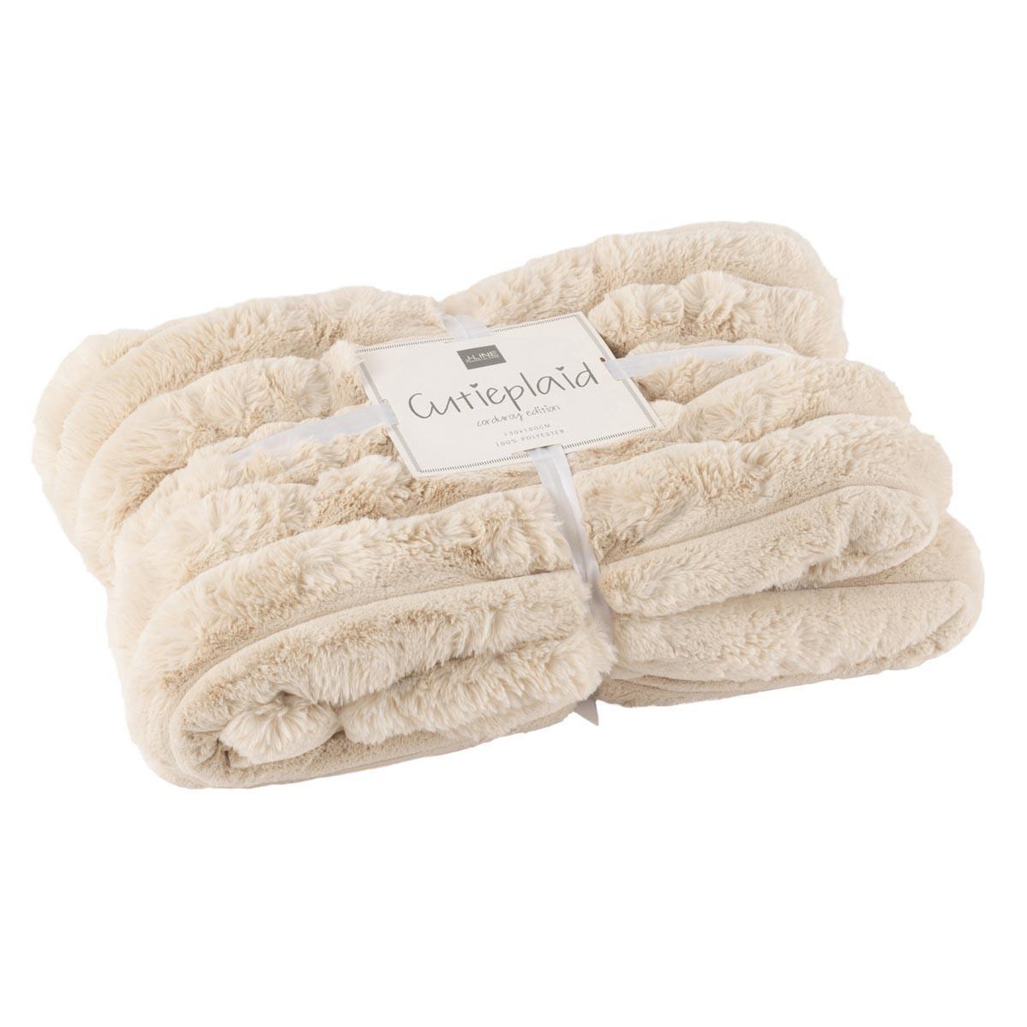 J-LINE Plaid design uni  corduroy  130x180cm beige