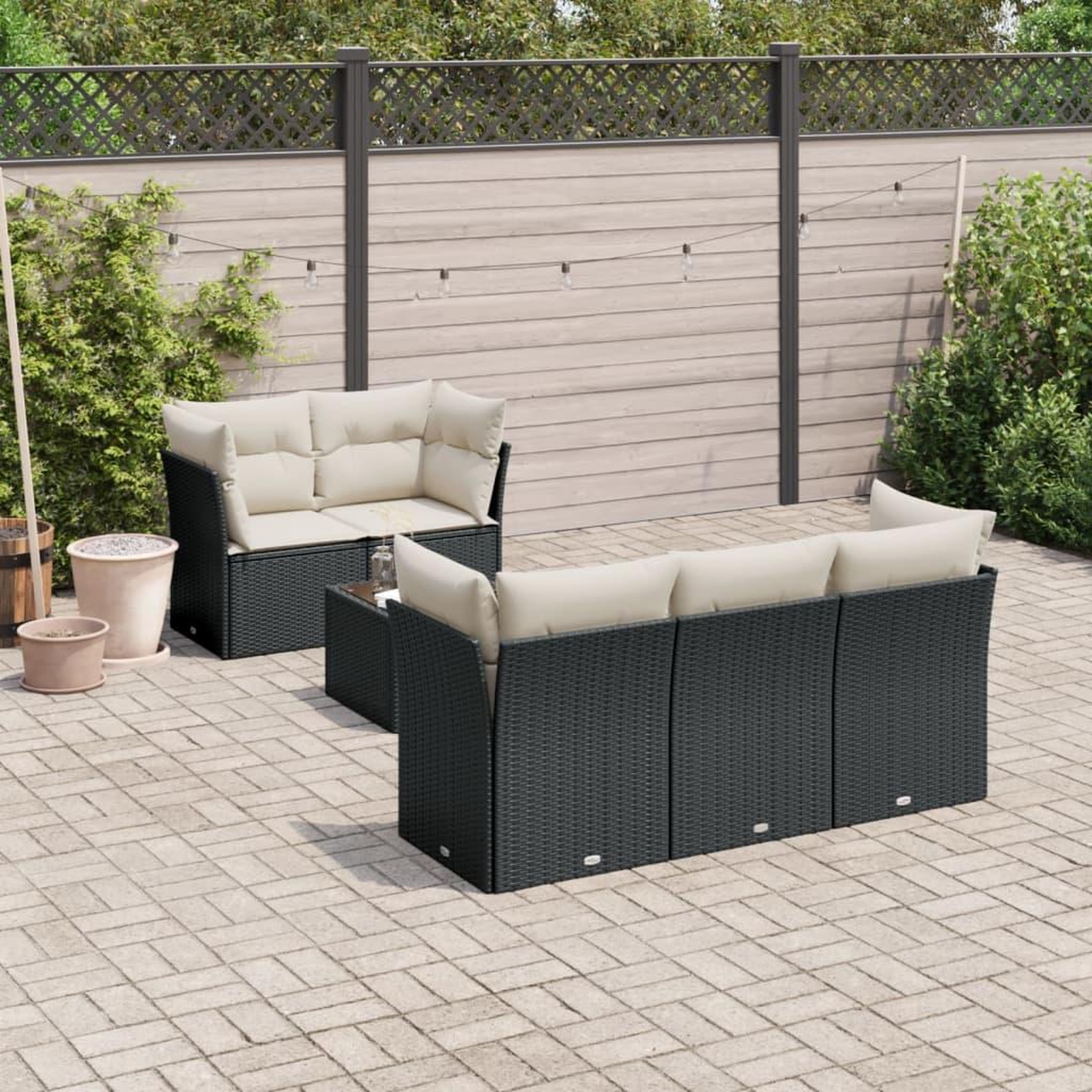 VIDAXL Salon de jardin 6 pcs avec coussins noir resine tressee
