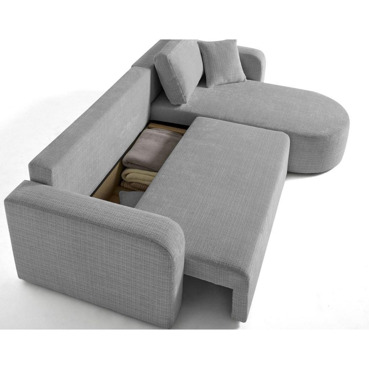 BEST MOBILIER Miro - canapé d'angle réversible - 4 places - convertible avec coffre - en velours texturé