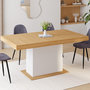 Voir la diapositive 4 : ID MARKET Table à manger extensible rectangle EDEN 6-10 personnes bois et blanc 160-200 cm
