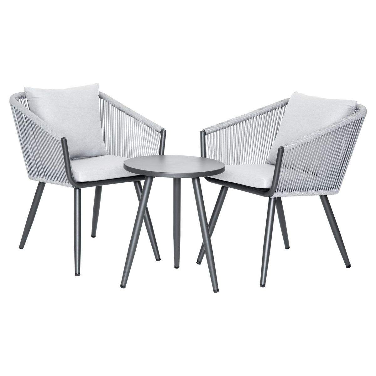 JARDILINE Salon bas de jardin - 2 places - Aluminium - Gris - AMORGOS