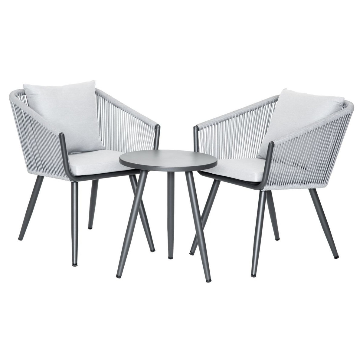 JARDILINE Salon bas de jardin - 2 places - Aluminium - Gris - AMORGOS