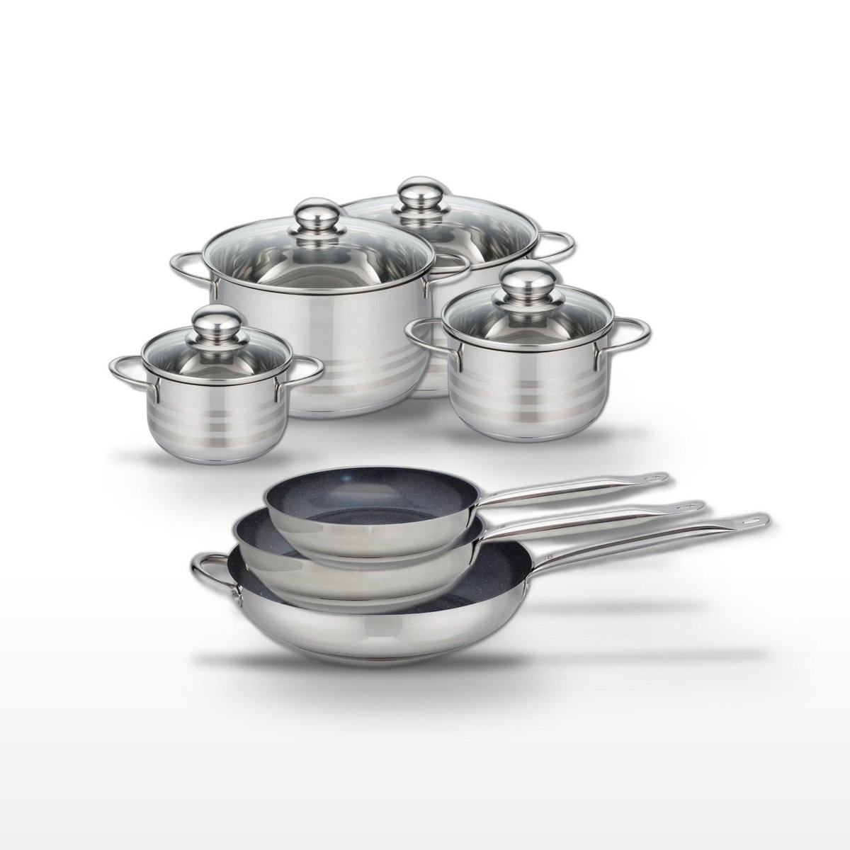 ELO Lot de 3 Poêles céramique Elo Profi Therm Platinum 24/28/32 cm et 4 Faitouts Elo Brillant 14/16/20/24 cm