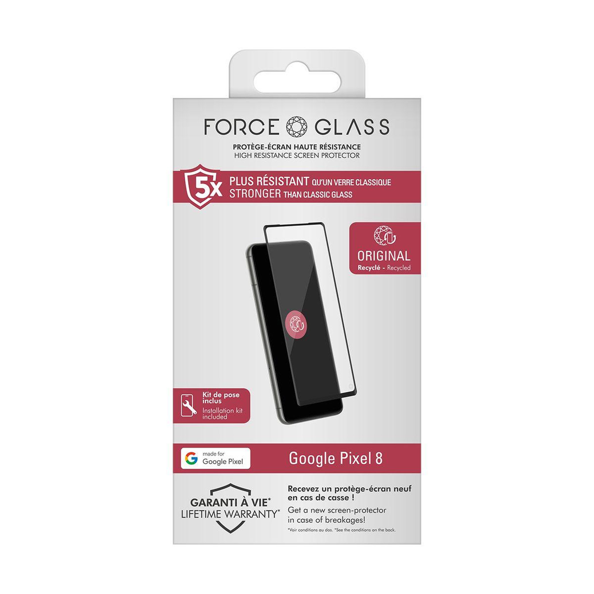 Voir la diapositive 2 : FORCE GLASS Protège écran pixel 8