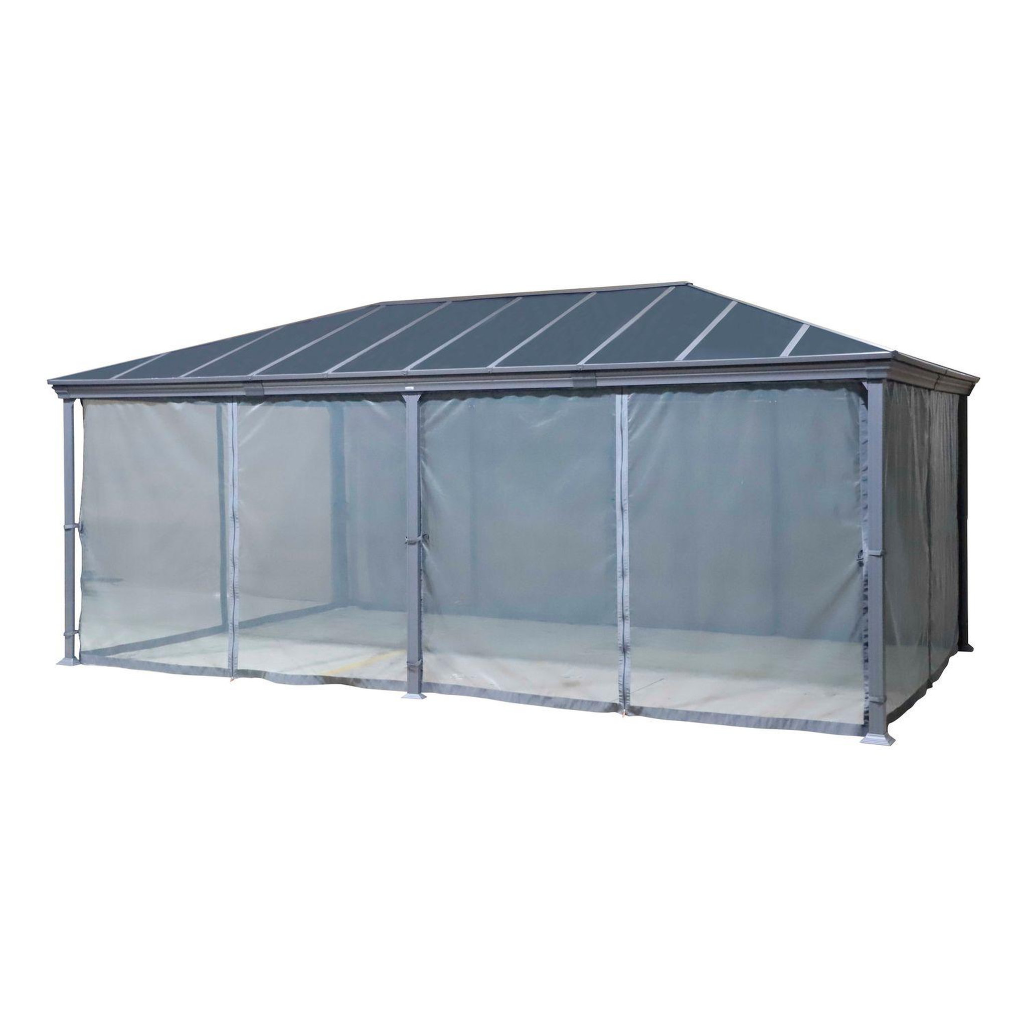HESPERIDE Rideaux moustiquaires pour pergola belize - 3,6 x 6 m - gris ardoise