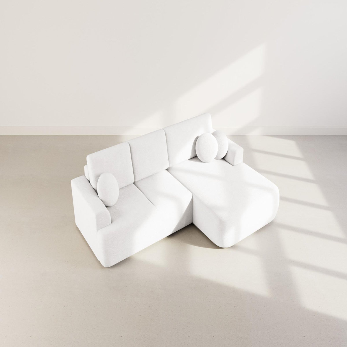 BEST MOBILIER Candela - canapé d'angle droit 4 places - convertible avec coffre - en tissu bouclette