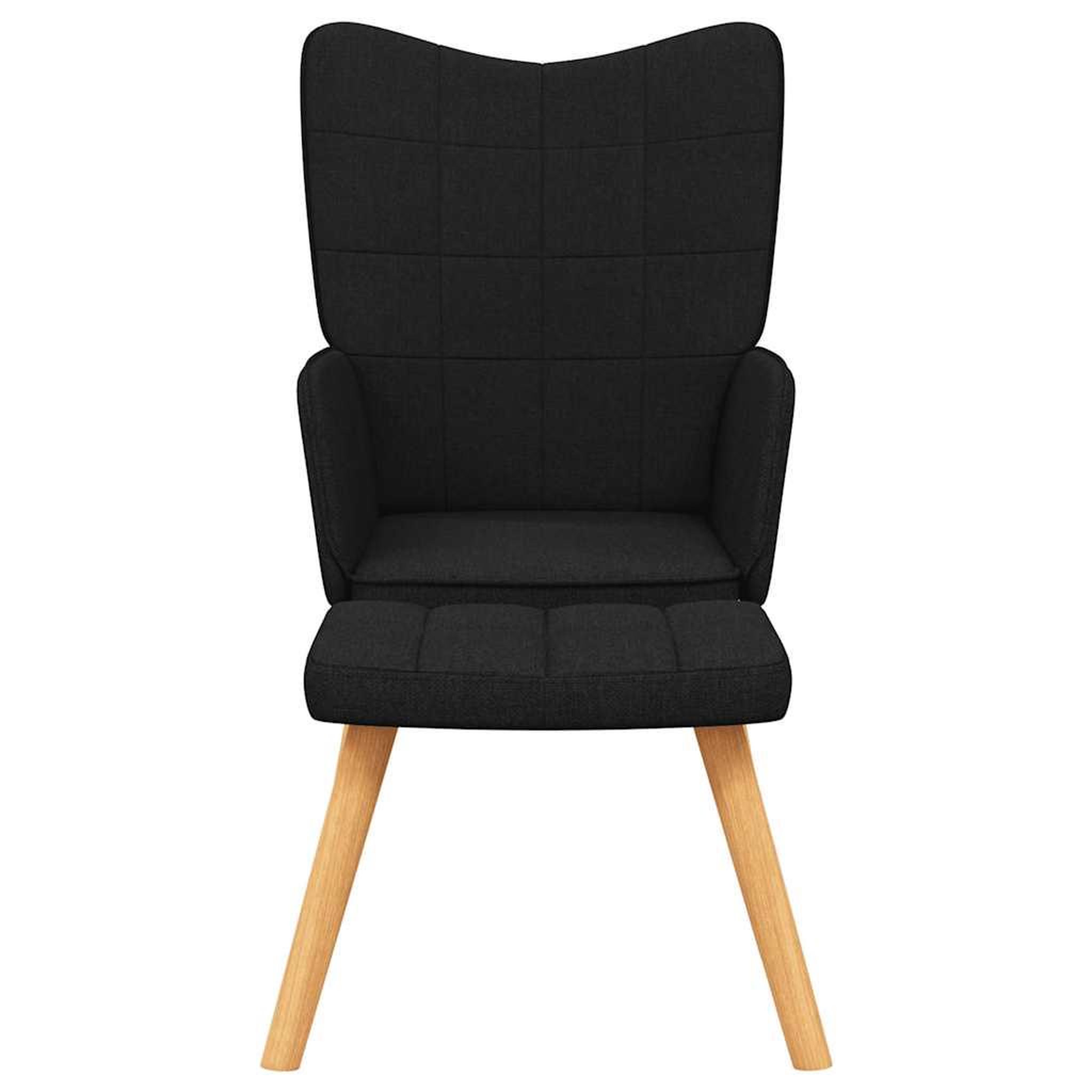 Voir la diapositive 3 : VIDAXL Chaise de relaxation avec tabouret Noir Tissu