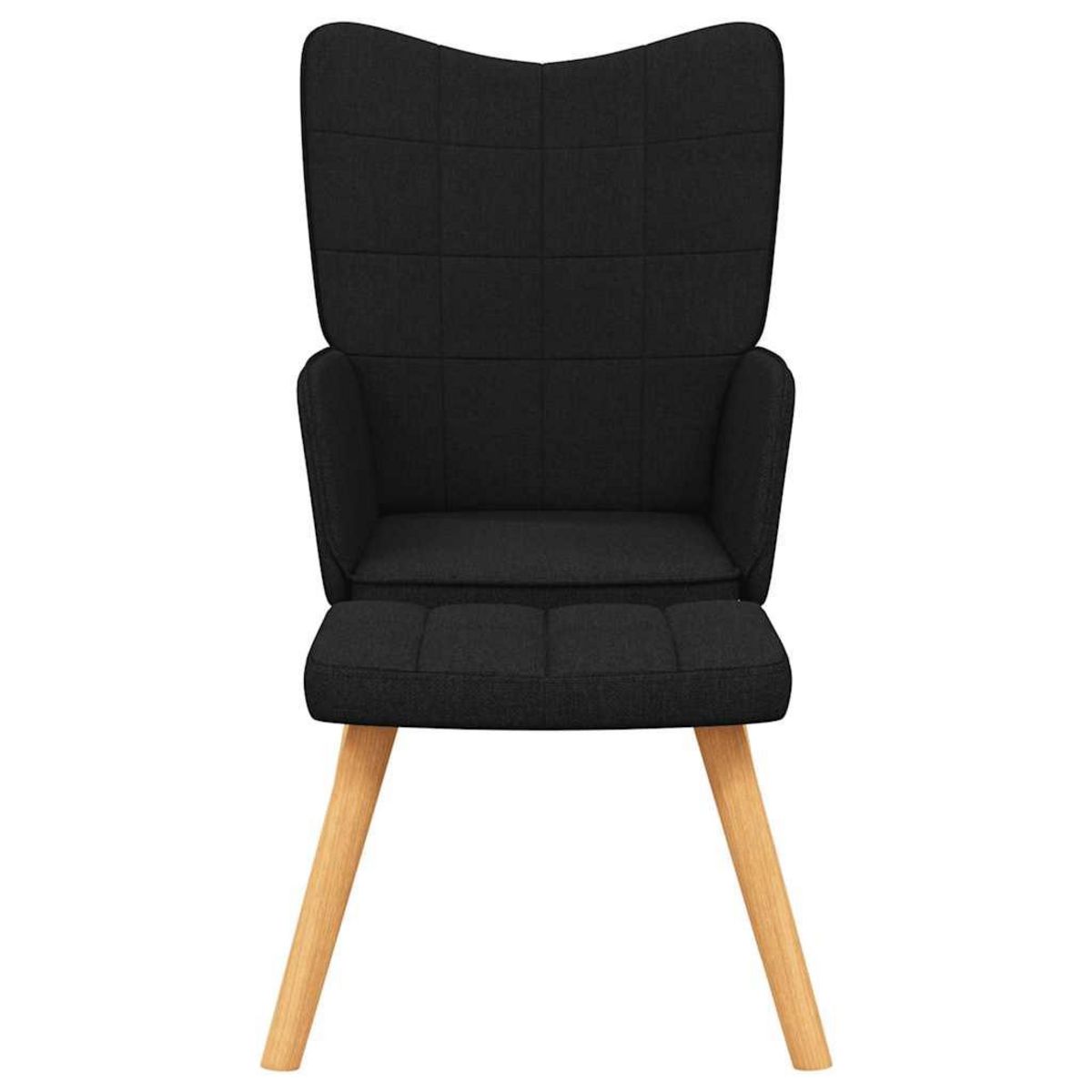 VIDAXL Chaise de relaxation avec tabouret Noir Tissu