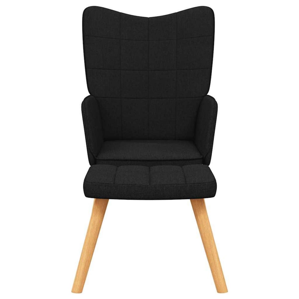 VIDAXL Chaise de relaxation avec tabouret Noir Tissu