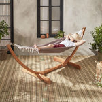 SWEEEK Hamac en bois 317x100cm avec toile en coton, Hamaca. Coloris disponibles : Blanc