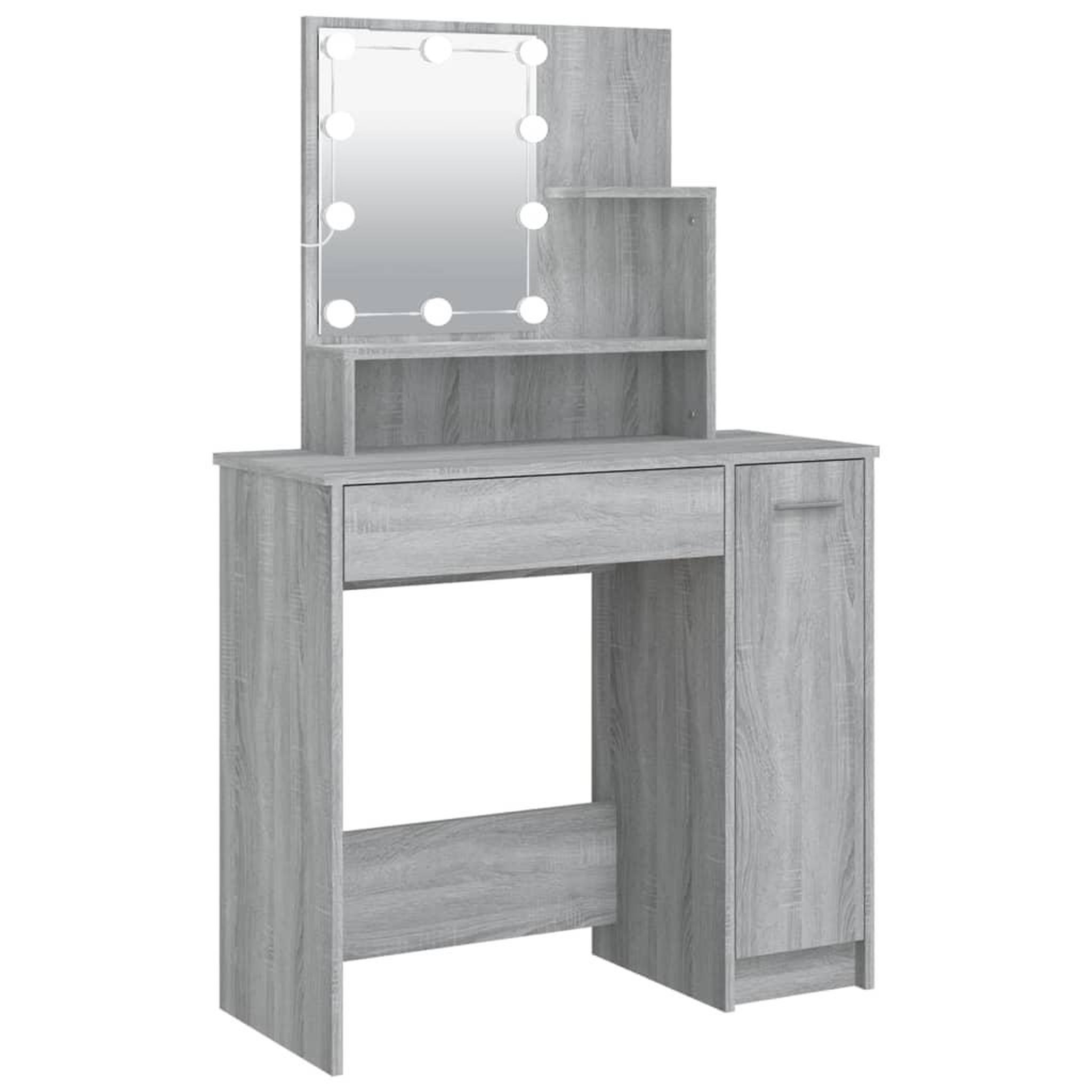 Voir la diapositive 2 : VIDAXL Coiffeuse avec LED Sonoma gris 86,5x35x136 cm