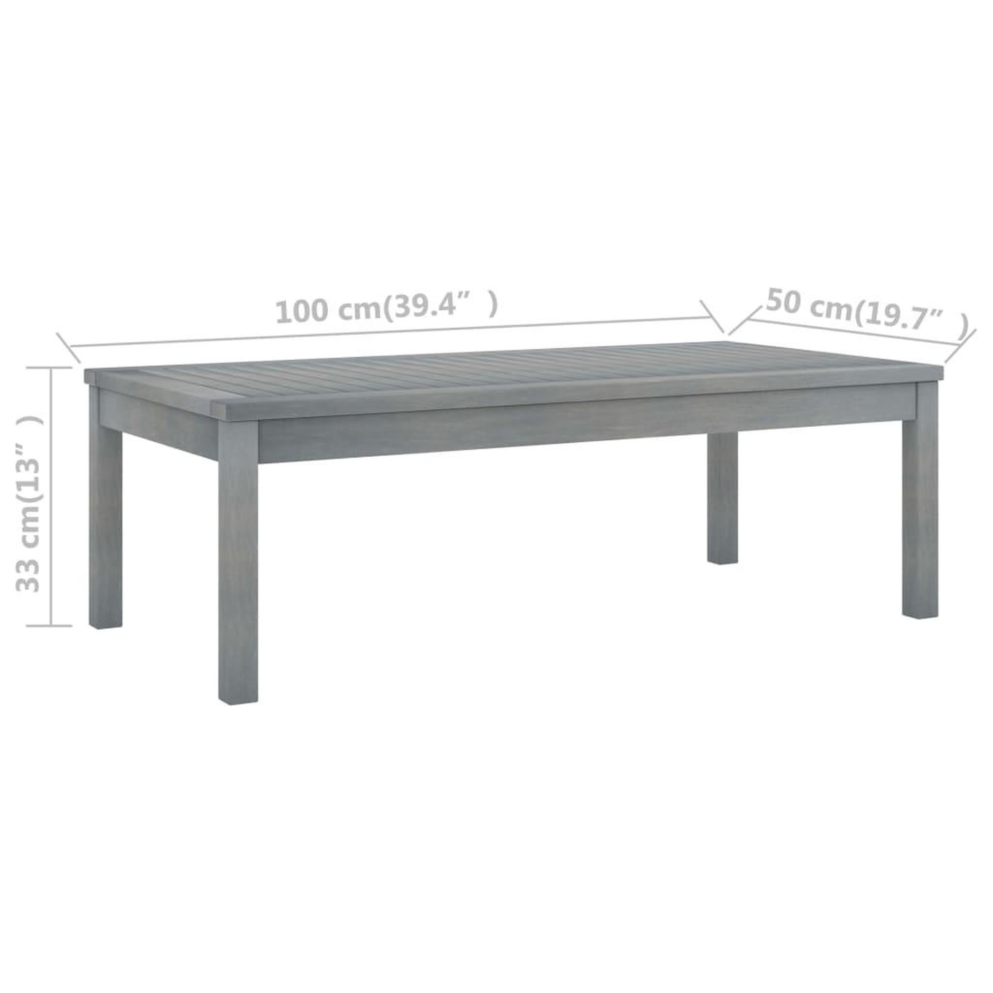 Voir la diapositive 6 : VIDAXL Table basse 100x50x33 cm gris bois d'acacia solide