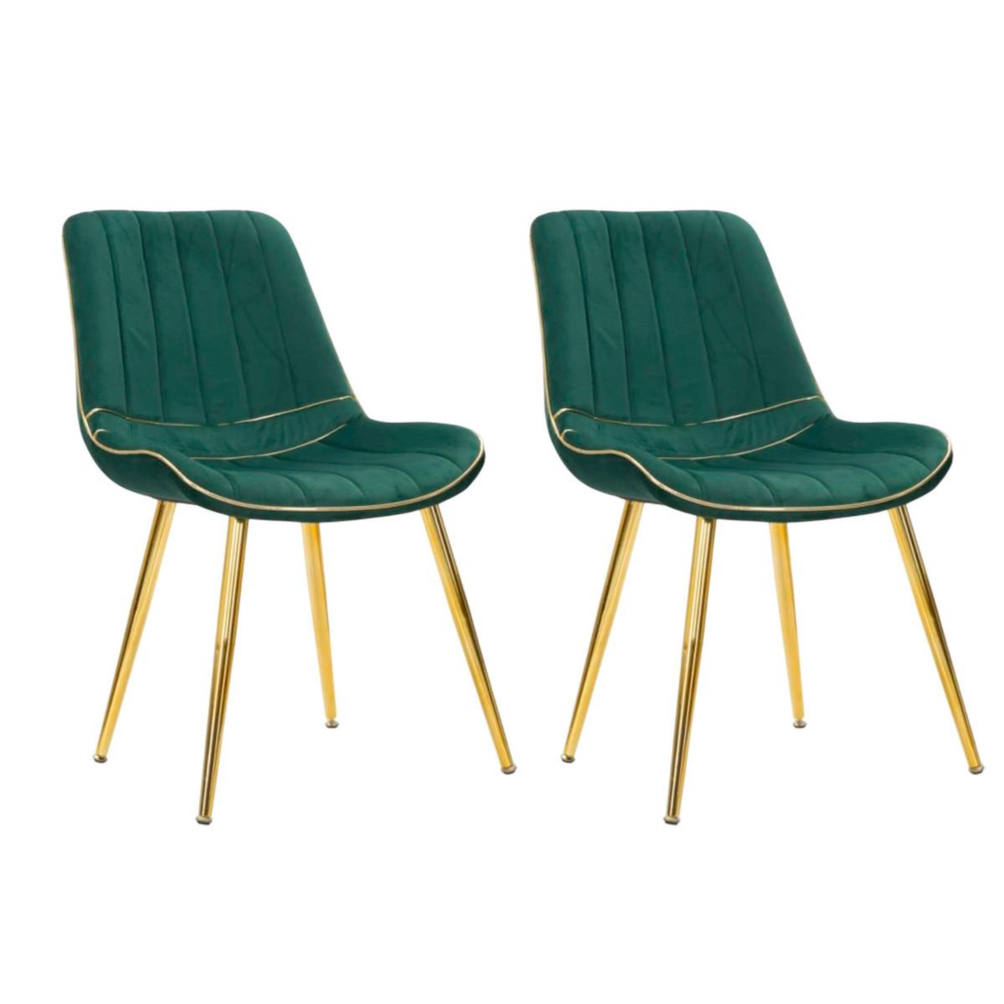 Paris Prix Lot de 2 chaises en tissu  paris  79cm vert & or