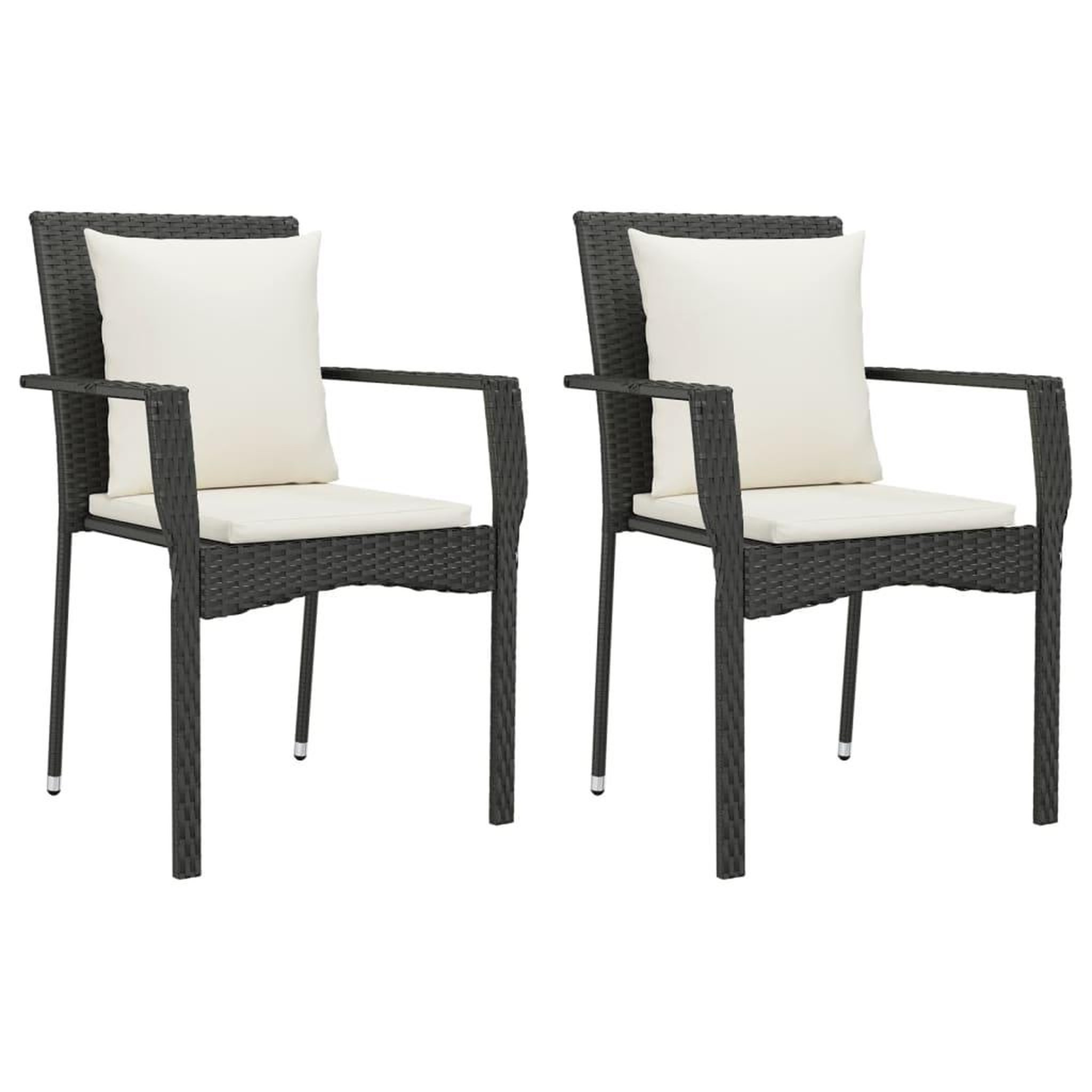 Voir la diapositive 3 : VIDAXL Ensemble a manger de jardin coussins 7pcs Noir Resine tressee