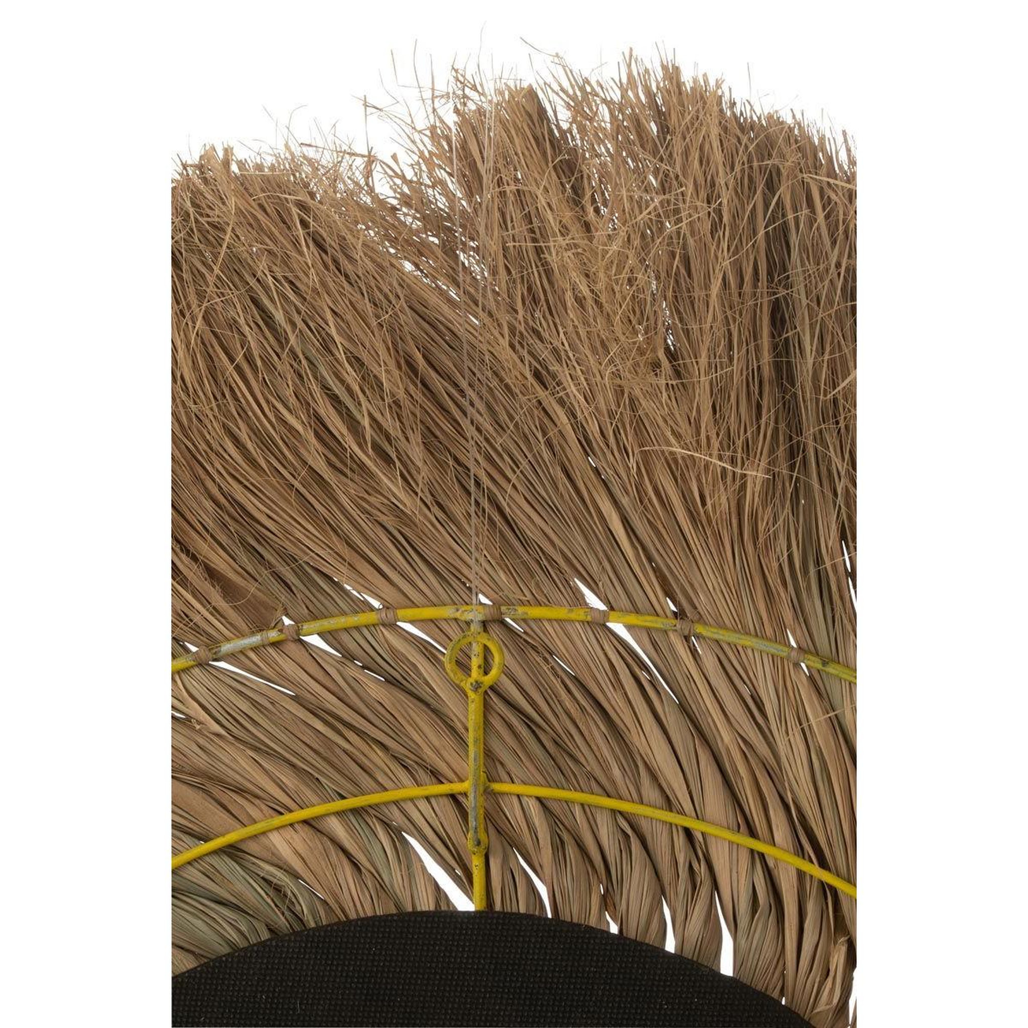 Voir la diapositive 2 : J-LINE Miroir Mural Rond  Tressé  75cm Naturel