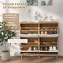 Voir la diapositive 6 : HOMCOM Meuble à chaussures design scandinave 4 portes abattantes 4 étagères réglables bois pin panneaux bois clair blanc