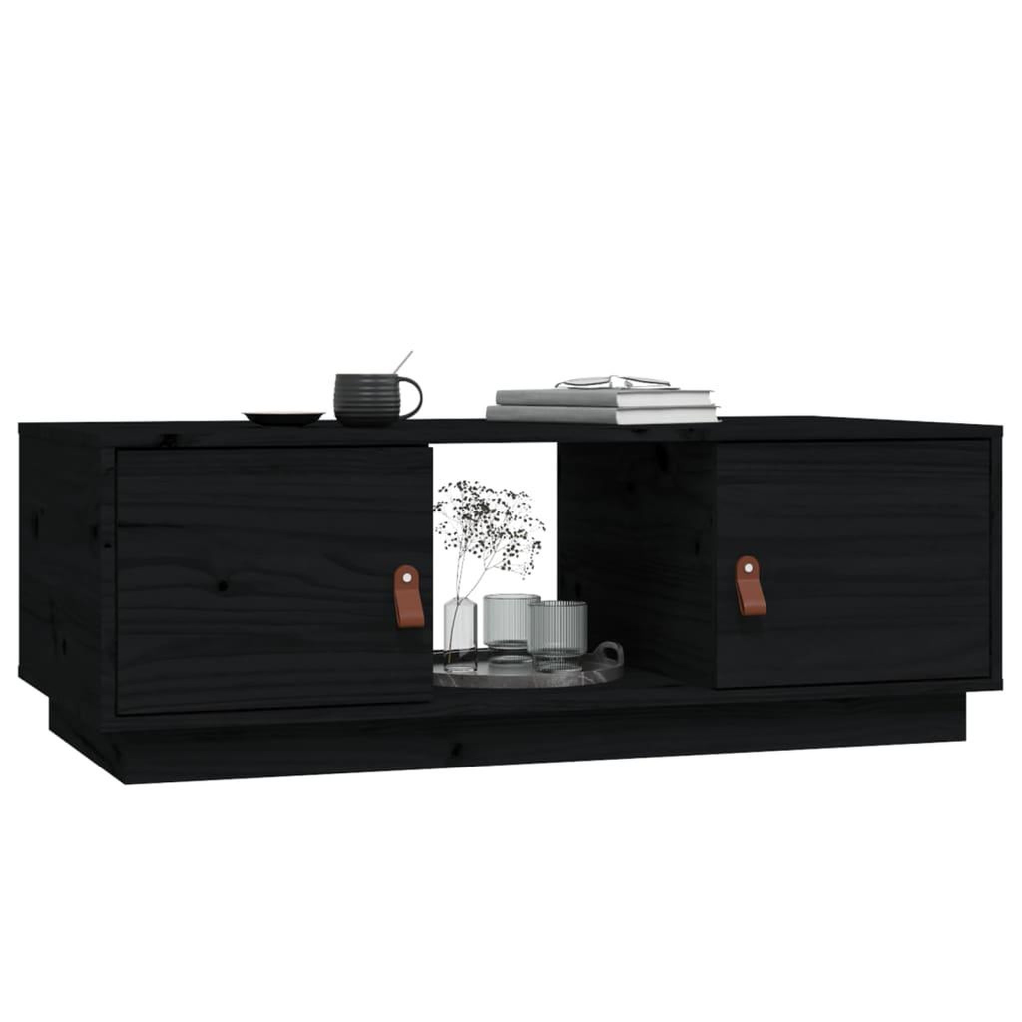 Voir la diapositive 4 : VIDAXL Table basse Noir 100x50x35 cm Bois massif de pin