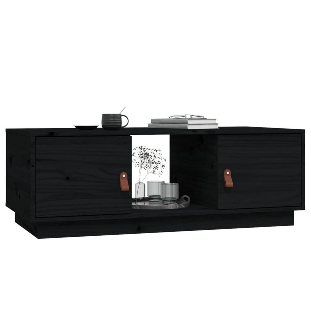 VIDAXL Table basse Noir 100x50x35 cm Bois massif de pin
