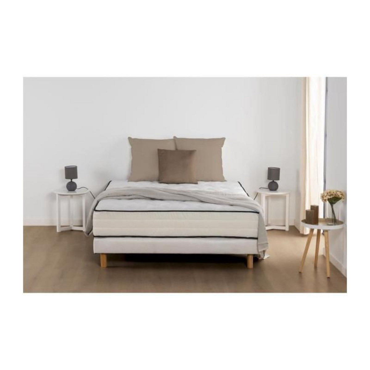 DEKO DREAM DEKO DREAM Détente Ensemble matelas + sommier 140 x 190 cm - Ressorts - 7 zones - 27 cm - Équilibré