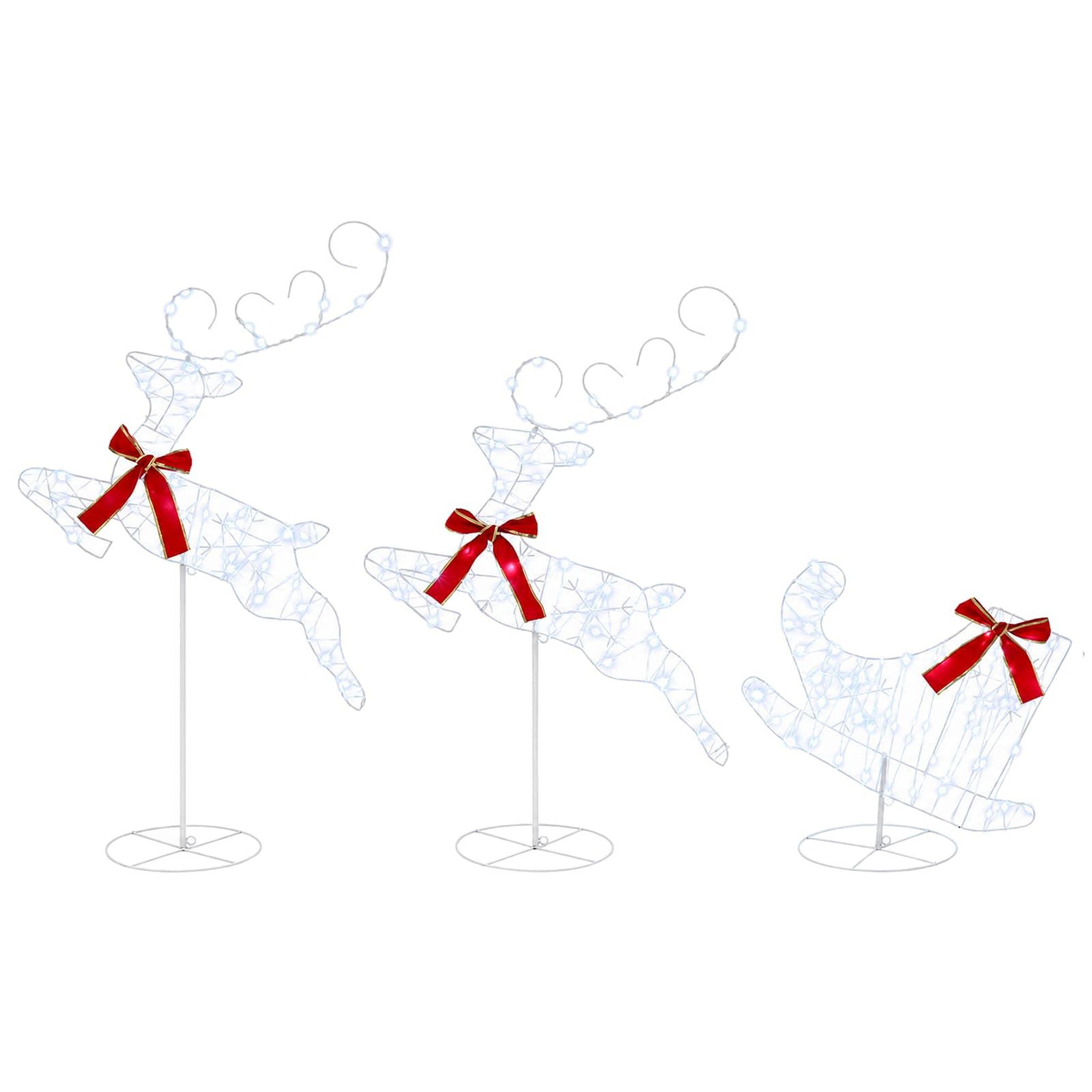 VIDAXL Renne de Noël avec traîneau 3 pc 160 LED Blanc froid