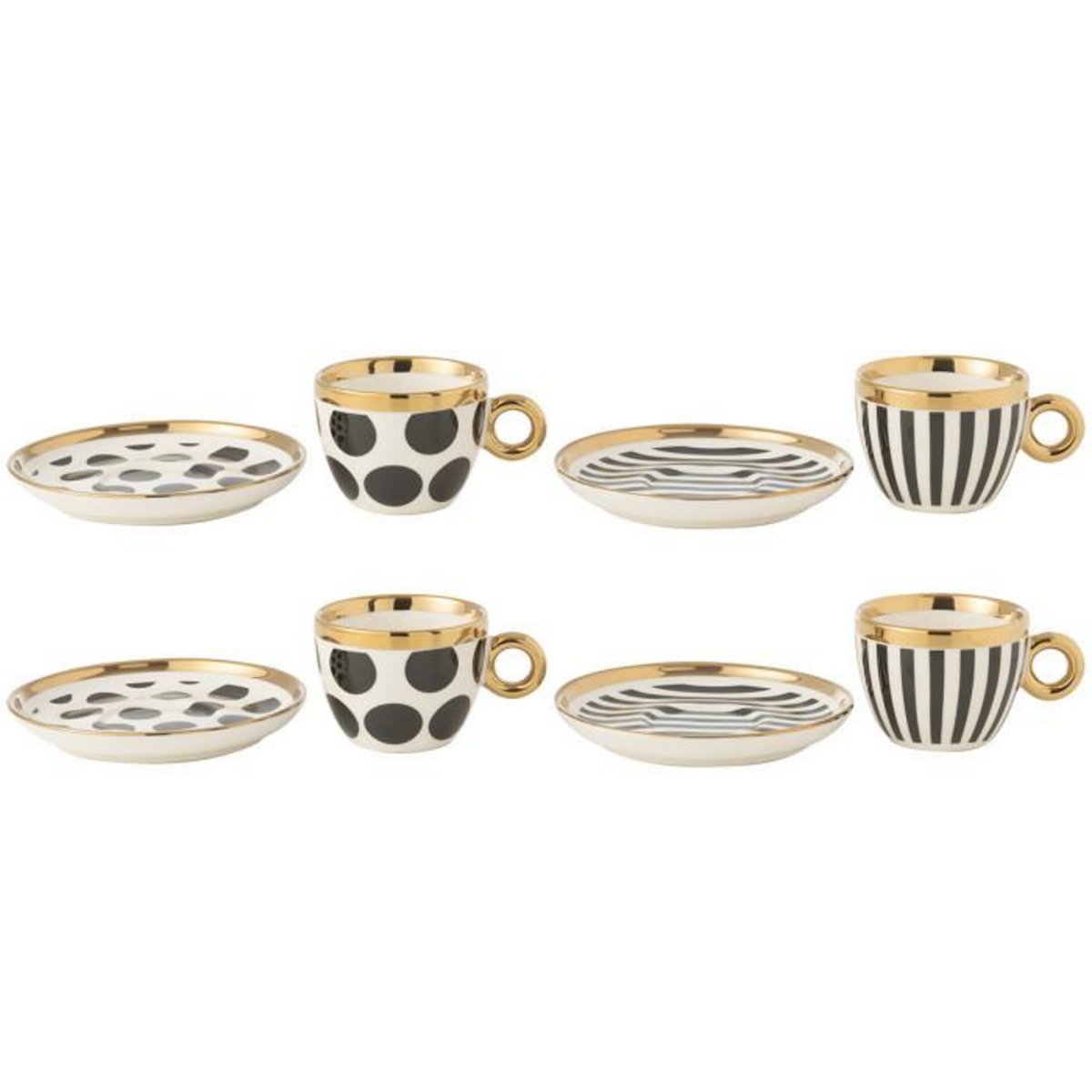 Paris Prix Lot de 4 Tasses & Sous-Tasses  Faye  18cl Multicolore
