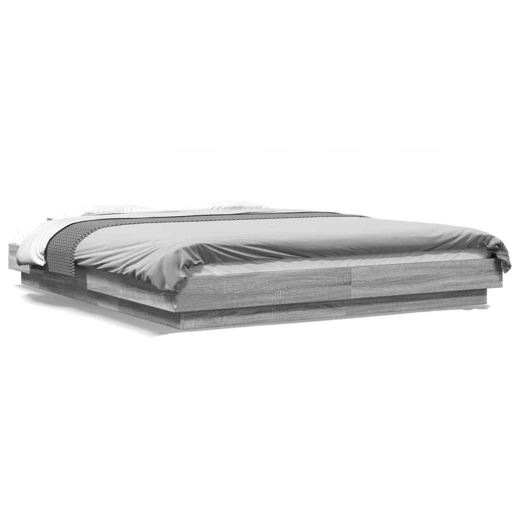 Voir la diapositive 2 : VIDAXL Cadre de lit et lumieres LED sans matelas sonoma gris 160x200cm