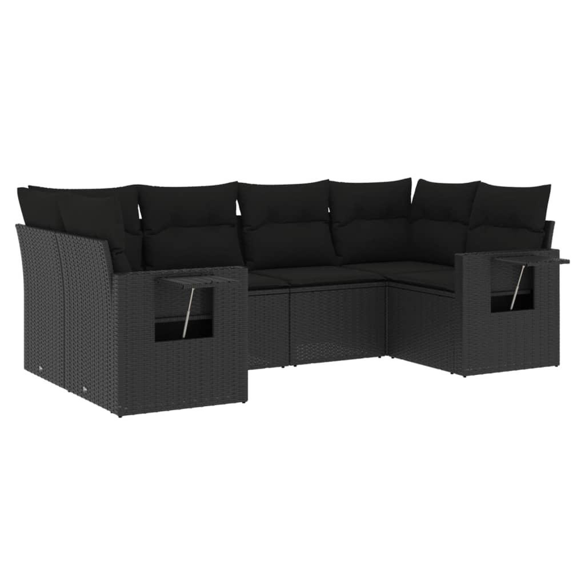 Voir la diapositive 2 : VIDAXL Salon de jardin 6 pcs avec coussins noir resine tressee