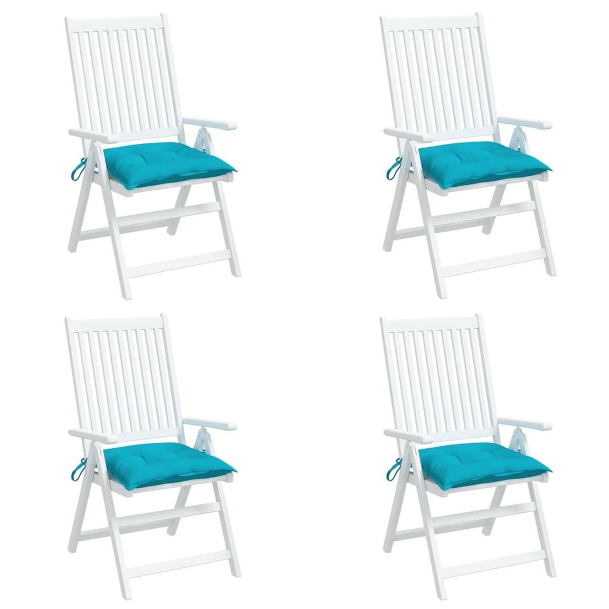 Voir la diapositive 4 : VIDAXL Coussins de chaise lot de 4 turquoise 40x40x7 cm tissu