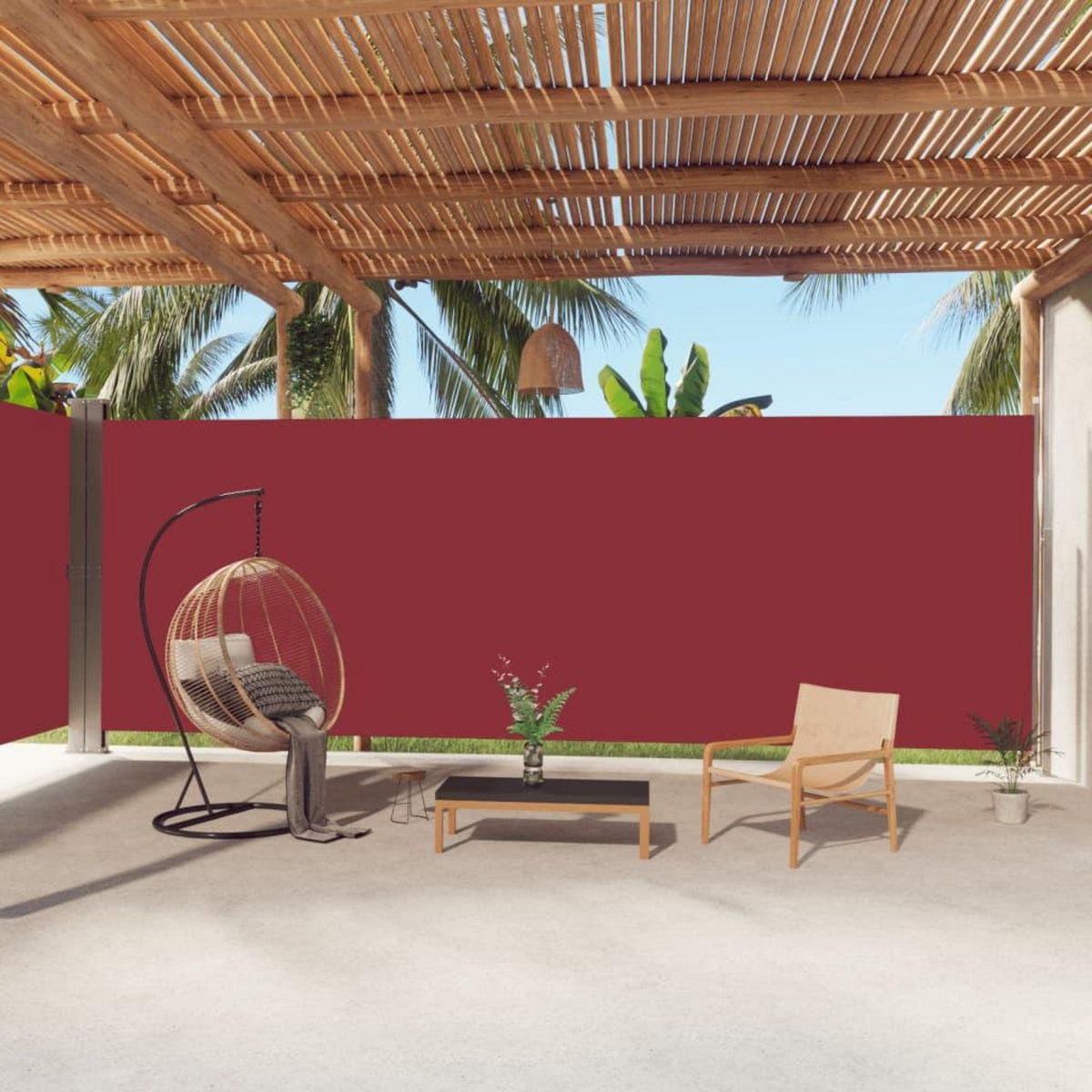 VIDAXL Auvent lateral retractable Rouge 220x1000 cm