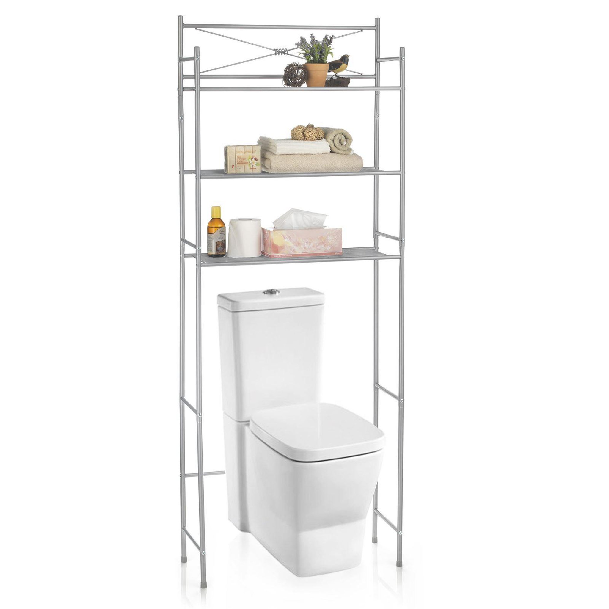 Voir la diapositive 2 : IDIMEX Etagère de salle de bain marsa, rangement pour wc/lave-linge, en métal