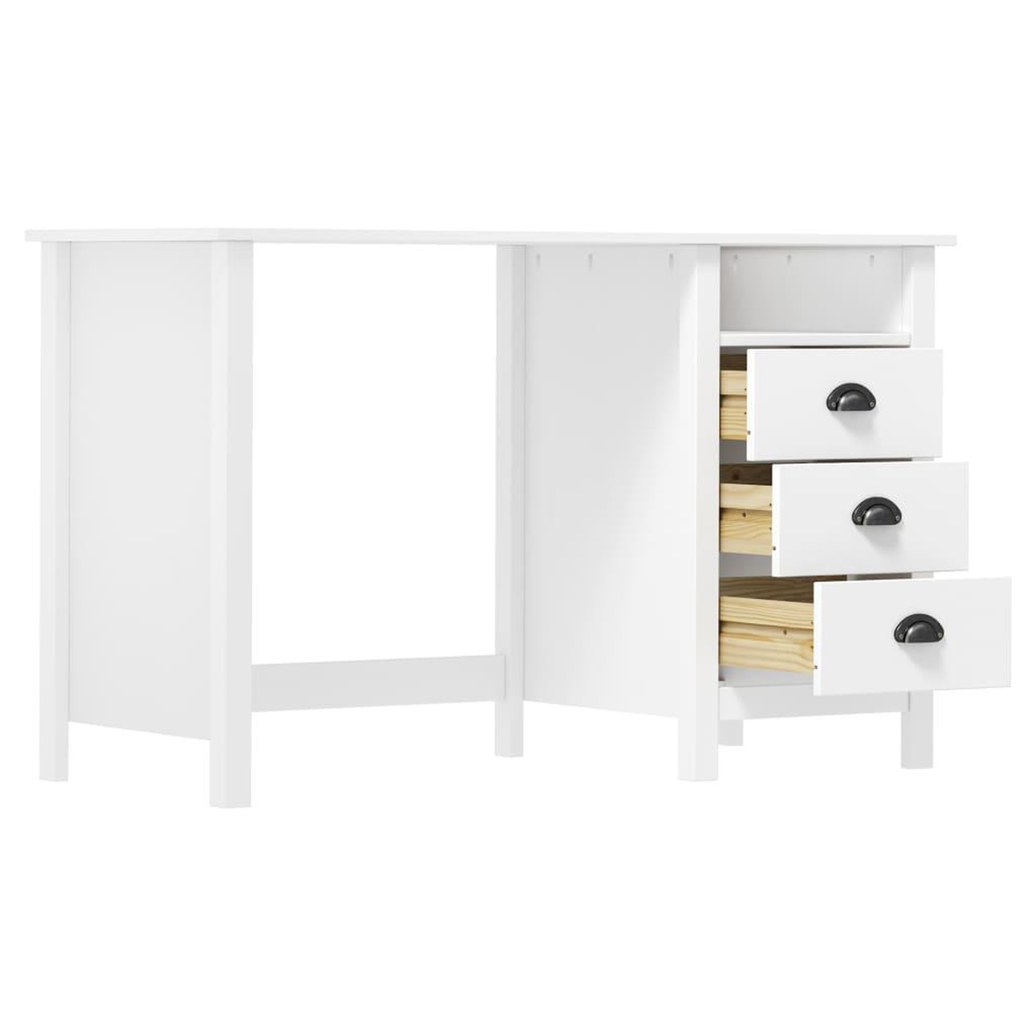 Voir la diapositive 3 : VIDAXL Bureau Hill avec 3 tiroirs 120x50x74 cm Bois pin massif