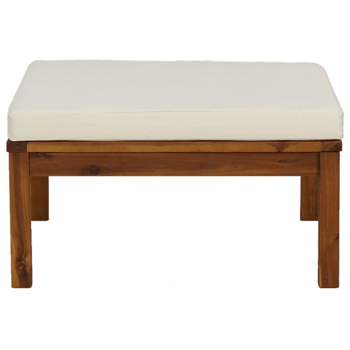 VIDAXL Repose-pied avec coussin blanc creme Bois d'acacia massif