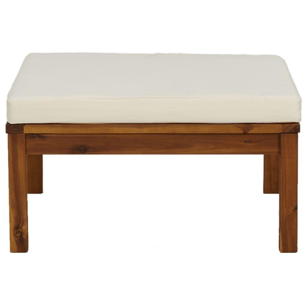 VIDAXL Repose-pied avec coussin blanc creme Bois d'acacia massif