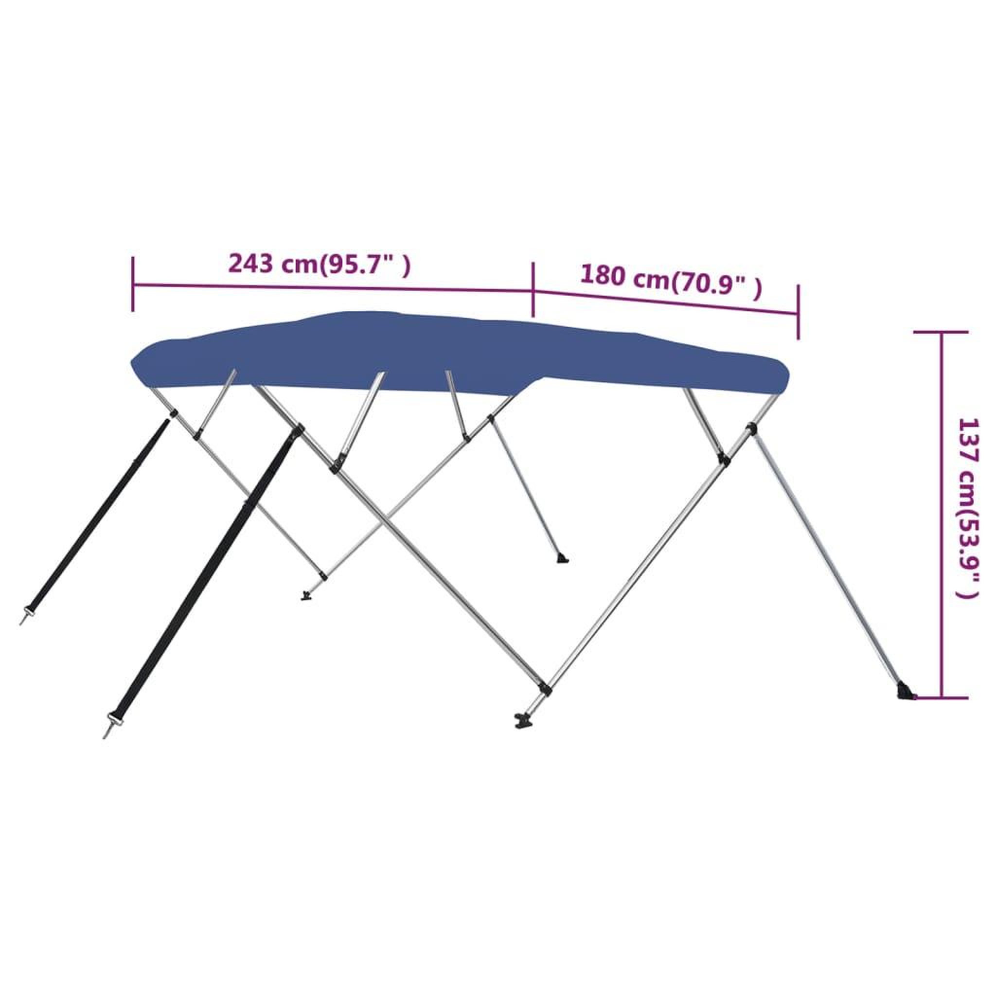 Voir la diapositive 6 : VIDAXL Auvent bimini a 4 arceaux Bleu 243x180x137 cm