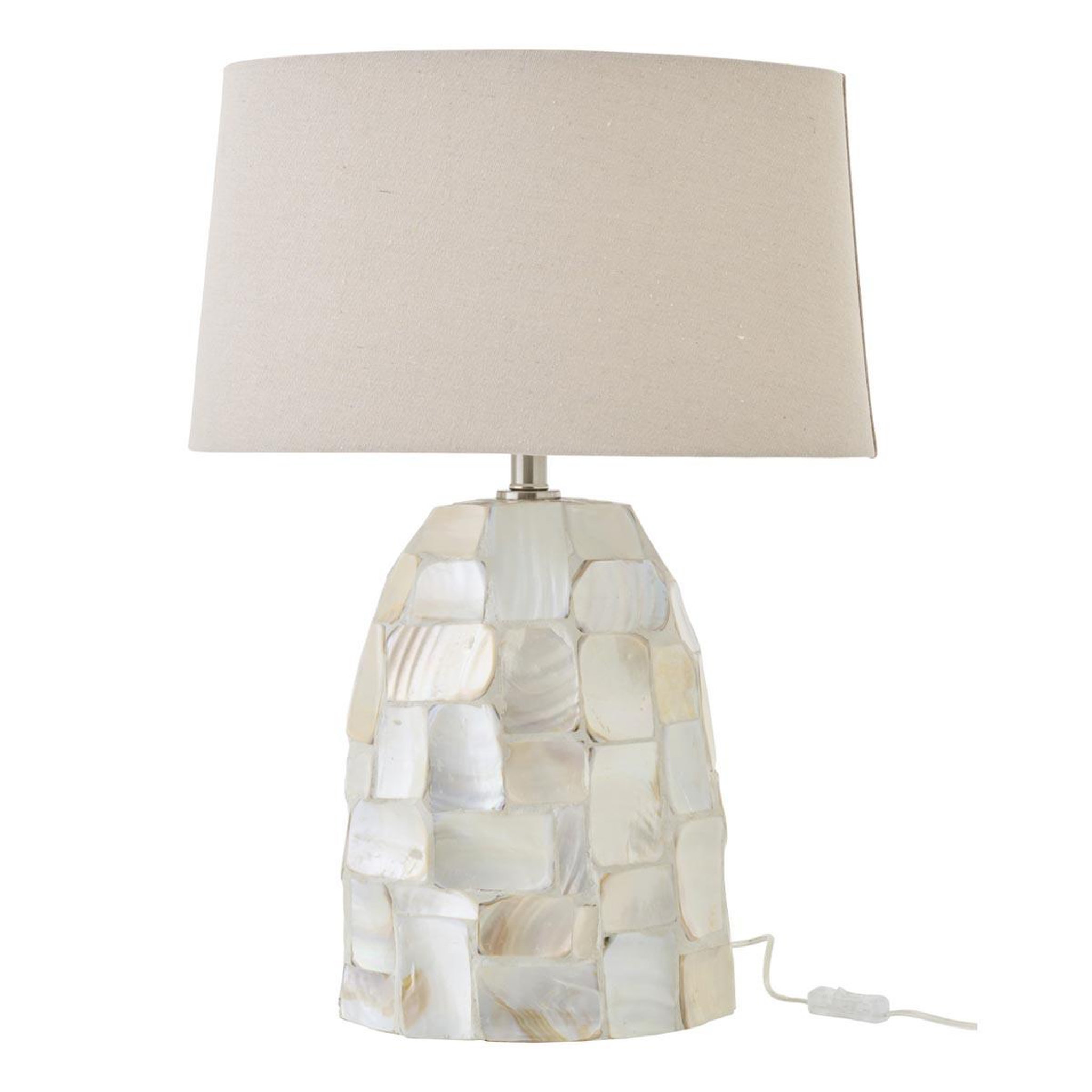 J-LINE Lampe à poser coquillage  effet perlé  67cm blanc cassé