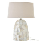 Paris Prix Lampe à Poser Coquillage  Effet Perlé  67cm Blanc Cassé
