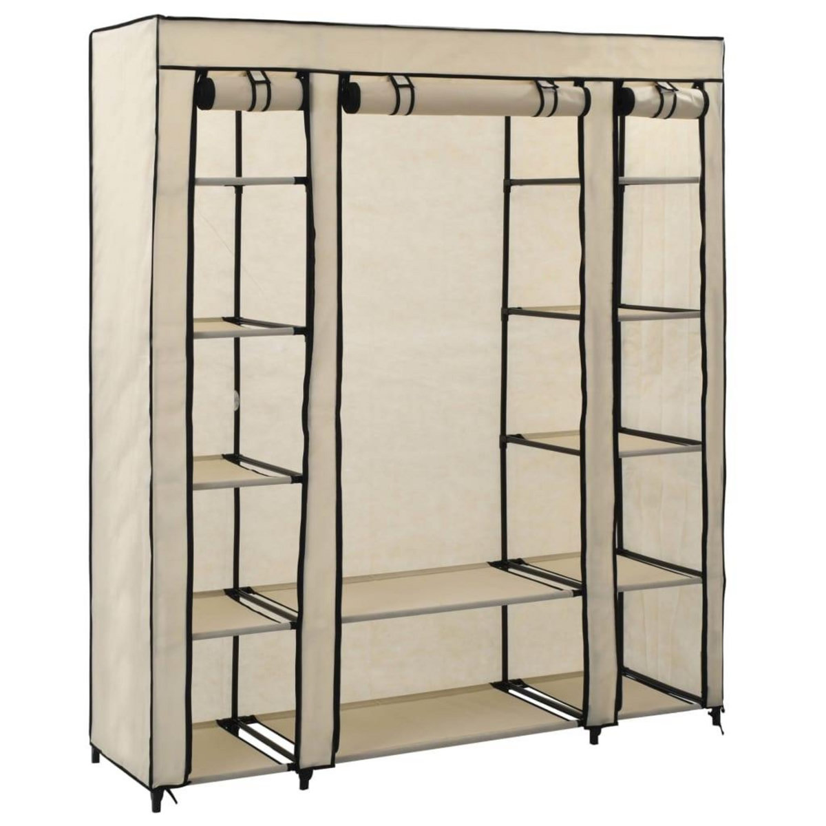 VIDAXL Armoire avec compartiments et tiges Creme 150x45x176 cm Tissu