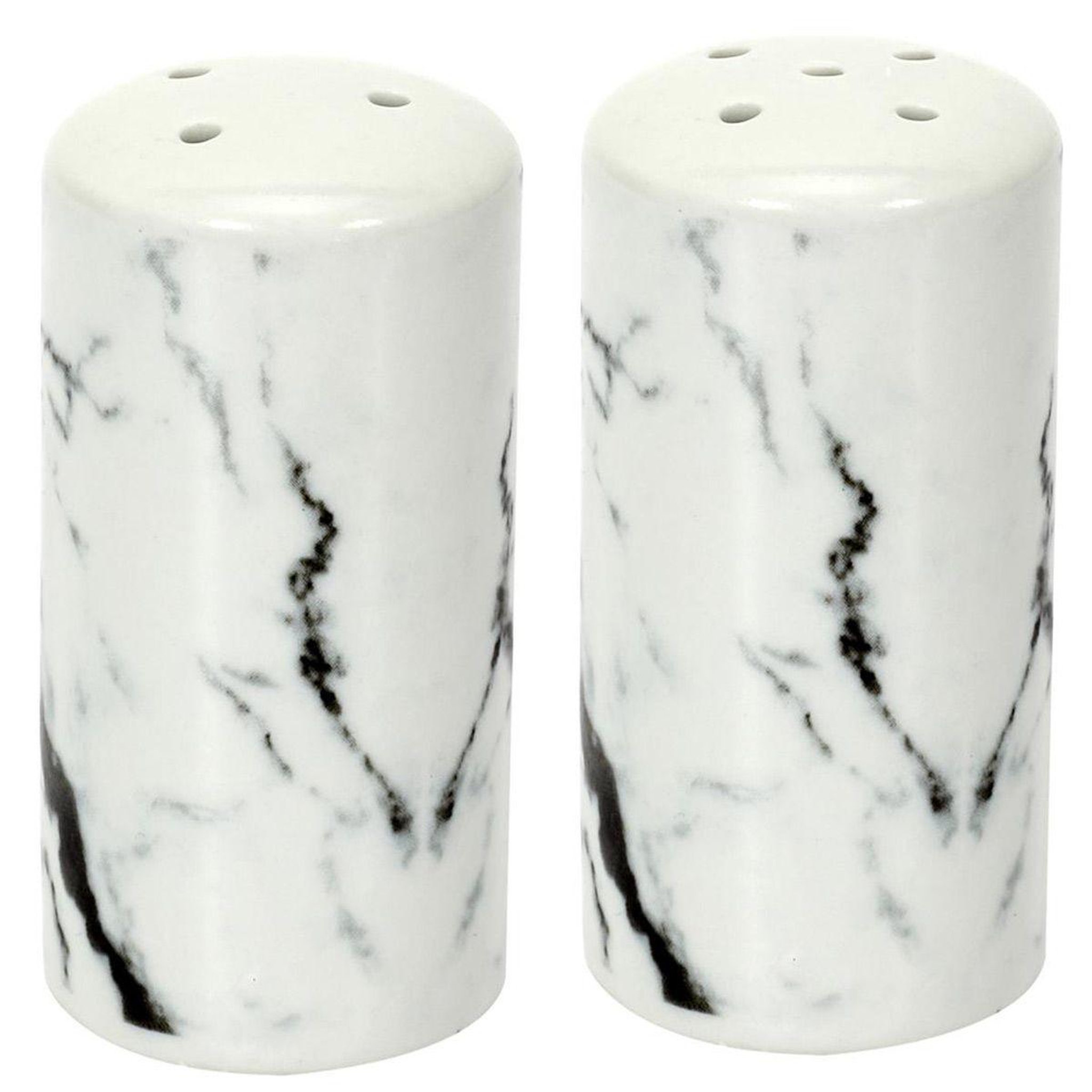 Voir la diapositive 1 : The Home Deco Factory Salière & Poivrière Design  Marbré  8cm Blanc