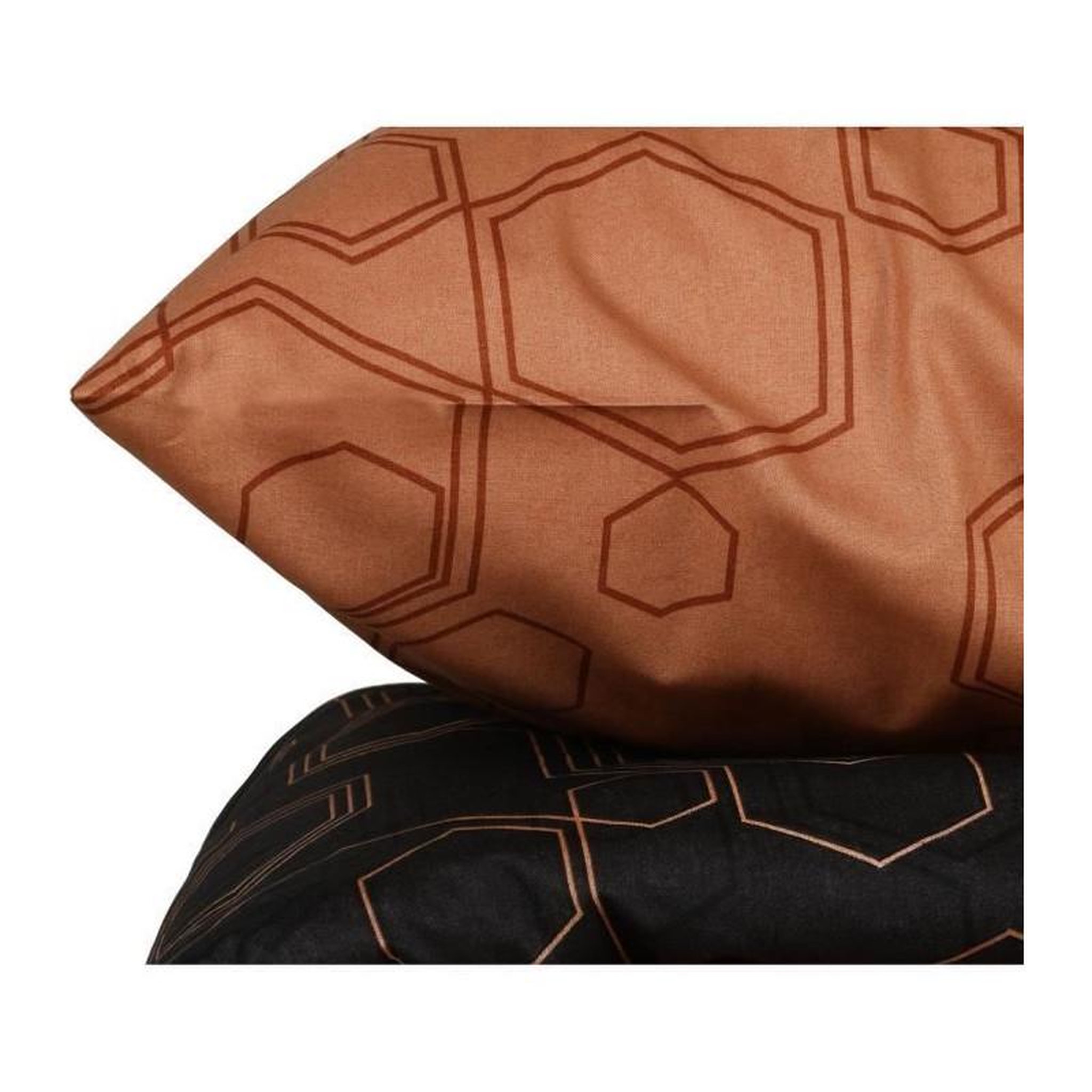 Voir la diapositive 5 : GENERIQUE Parure de lit - 129CTN62708 - 1 housse de couette 220 x 240 cm + 2 taies d'oreiller 60 x 60 cm - 100% coton ranforcé - Cuivre