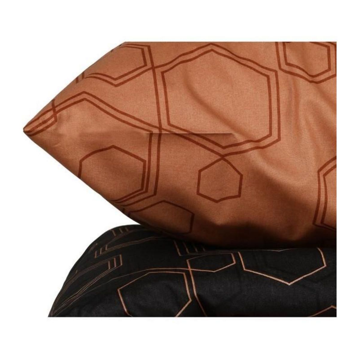 GENERIQUE Parure de lit - 129CTN62708 - 1 housse de couette 220 x 240 cm + 2 taies d'oreiller 60 x 60 cm - 100% coton ranforcé - Cuivre