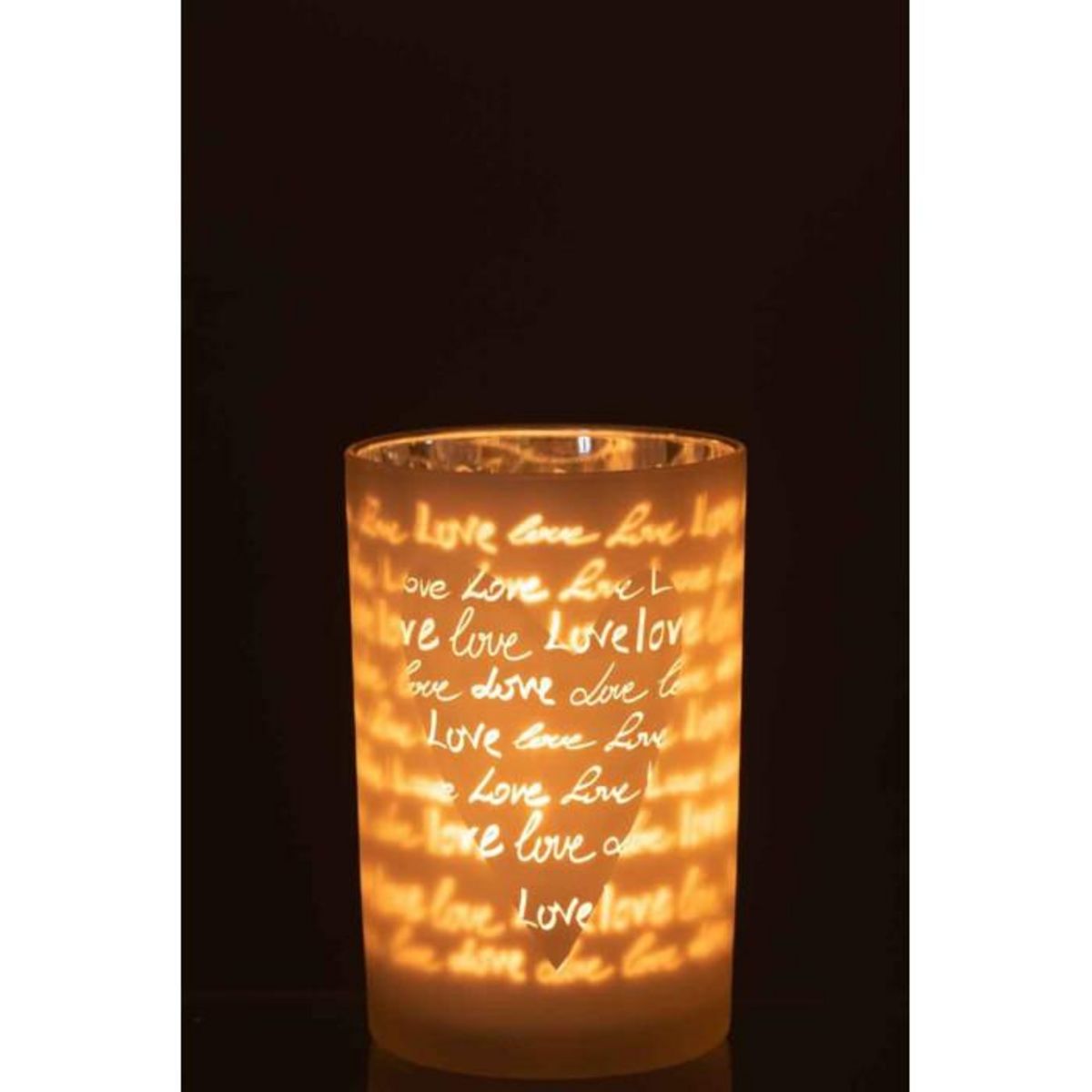 Paris Prix Photophore en Verre  Love  18cm Blanc