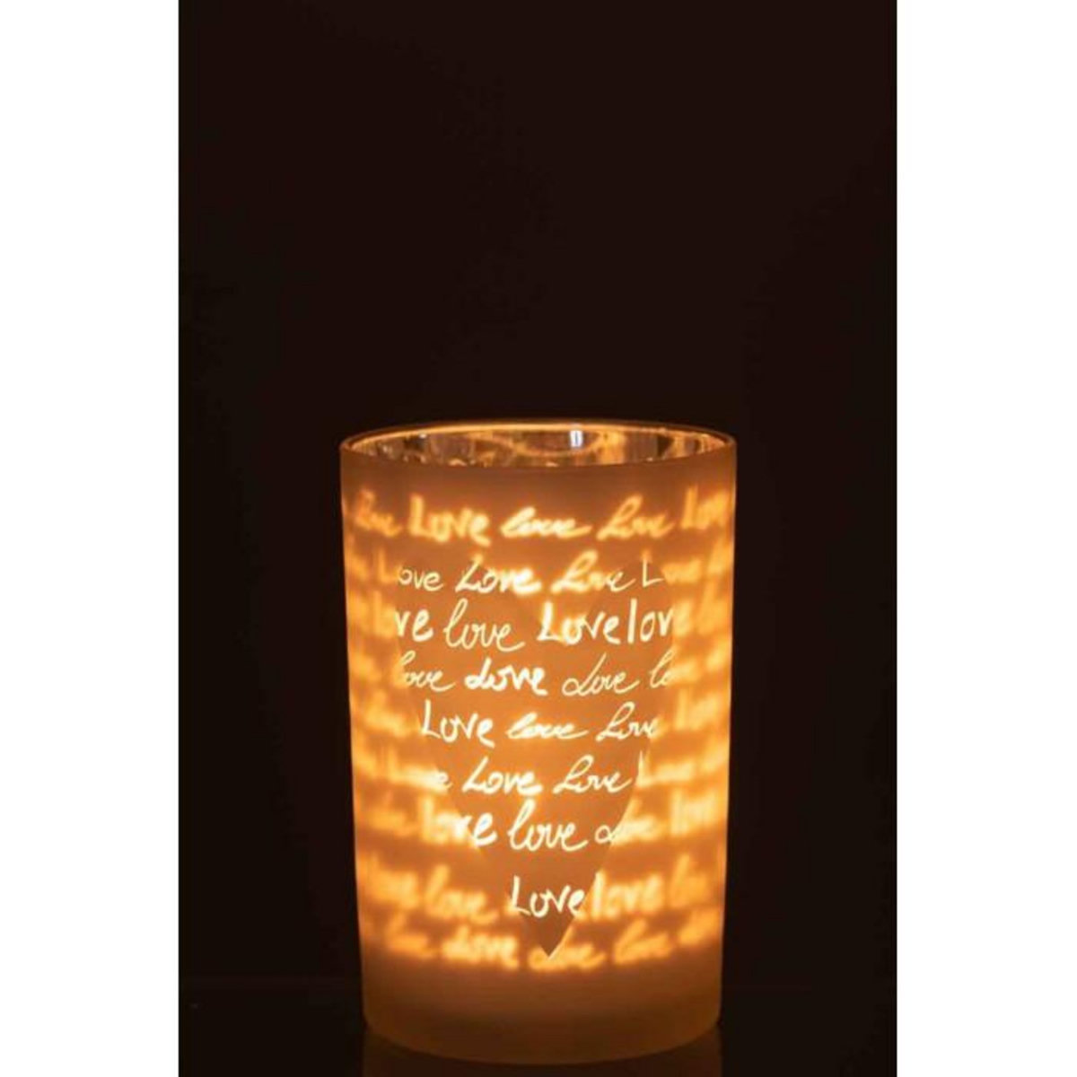 Paris Prix Photophore en Verre  Love  18cm Blanc