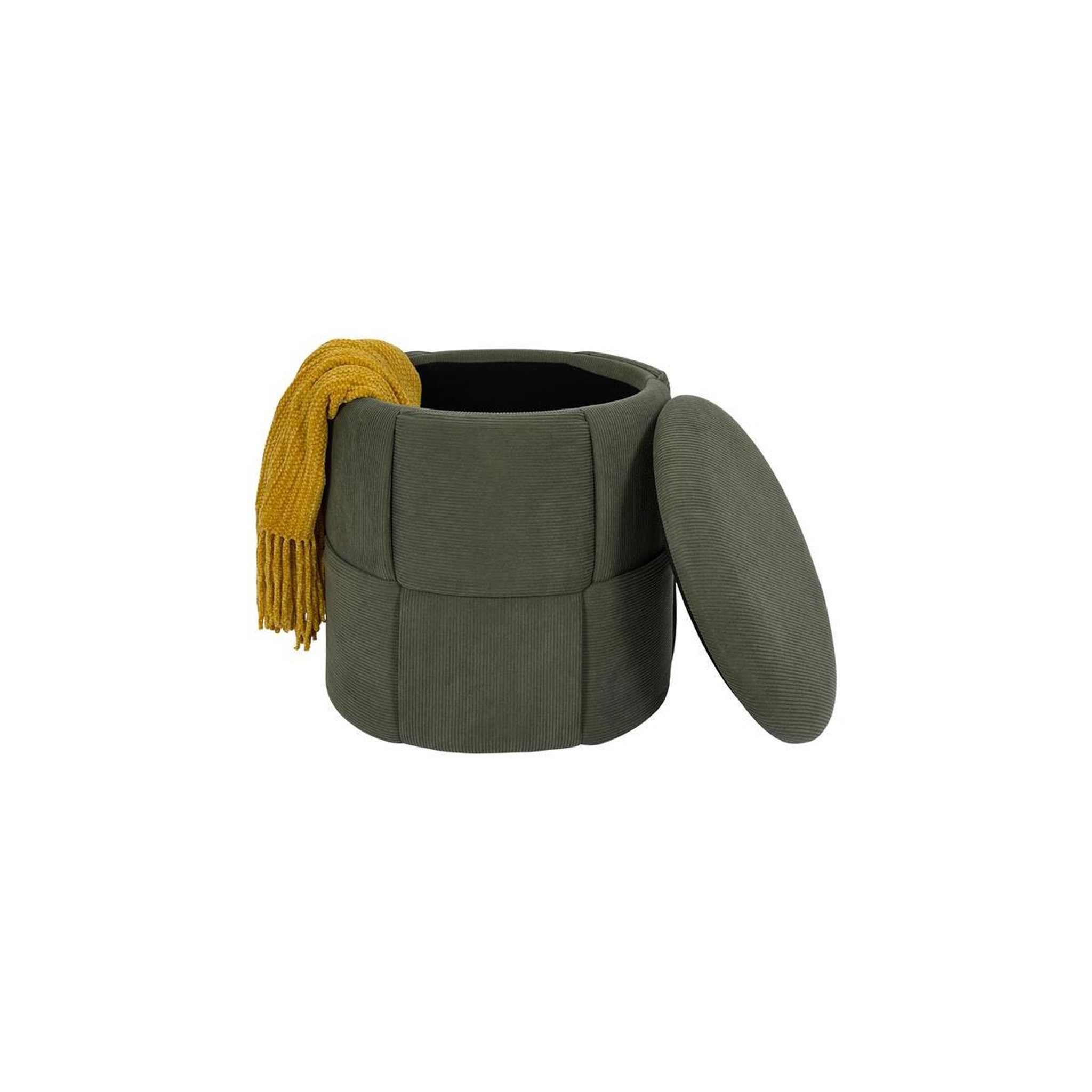 Voir la diapositive 3 : The Home Deco Factory Pouf Coffre Tressé Côtelé  Jules  38cm Vert